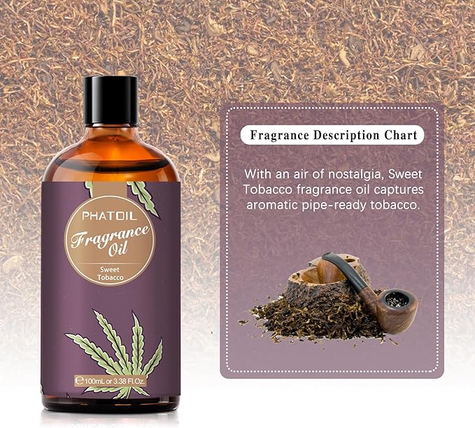 3.38FL.OZ Sweet Tobacco Fragrance Oils for Aromatherapy, Essential Oils for Diffusers for Home, Perfect for Diffuser, DIY Candle and Soap Making, DIY Scented Products - 100ml