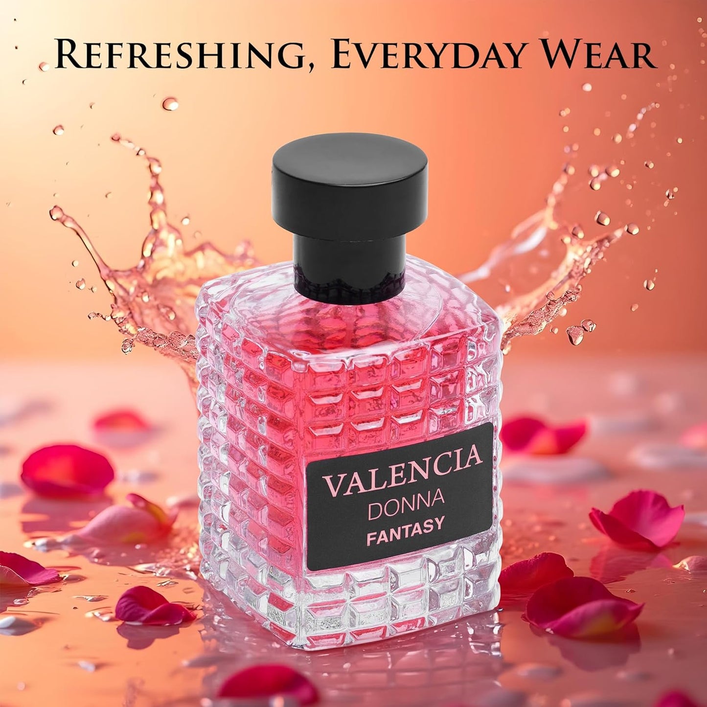Valencia Donna Fantasy for Women Eau De Parfum - Floral Fruity Fragrance Top Notes of Kiwi & Brazilian Orange Mid Aroma of Rose & Jasmine - Base Scent of White Musk & Texas Cedar Elegant 100ml Bottle