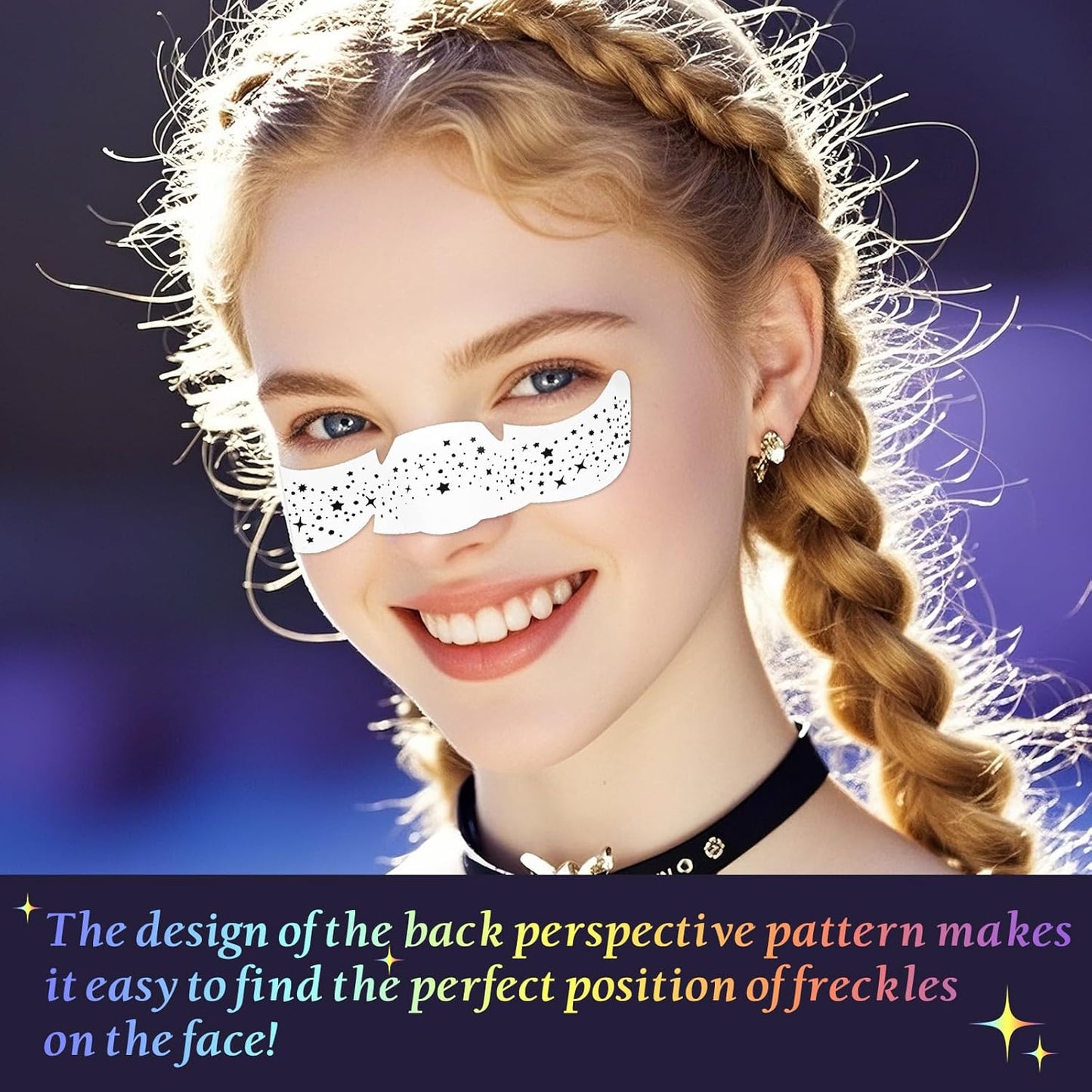 24pcs Glitter Freckles Makeup Patches-Holographic-Face Glitter Speckles, Sparkle Speckles Patches for Women, Cute Sparkling Fake Freckles, Glitter Freckles Face Tattoo, Musical Festival Accessories