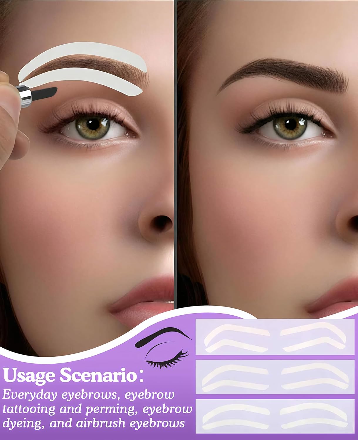 90 Pairs Eyebrow Stickers Stencils, 3 Shapes Disposable Eyebrow Tape Strips for Tinting