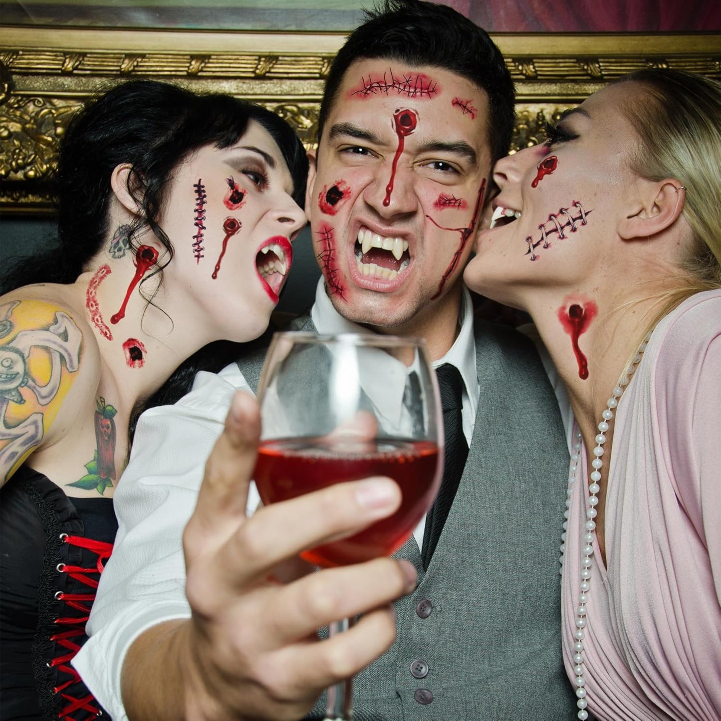 Halloween Decorations, 32PCS Halloween Tattoos Stickers, Scary Zombie Makeup, Relistic Fake Scars Wounds, Body Fake Tattoos for Women Party Favors Accessories for Trick or Treat Supplies Sticker