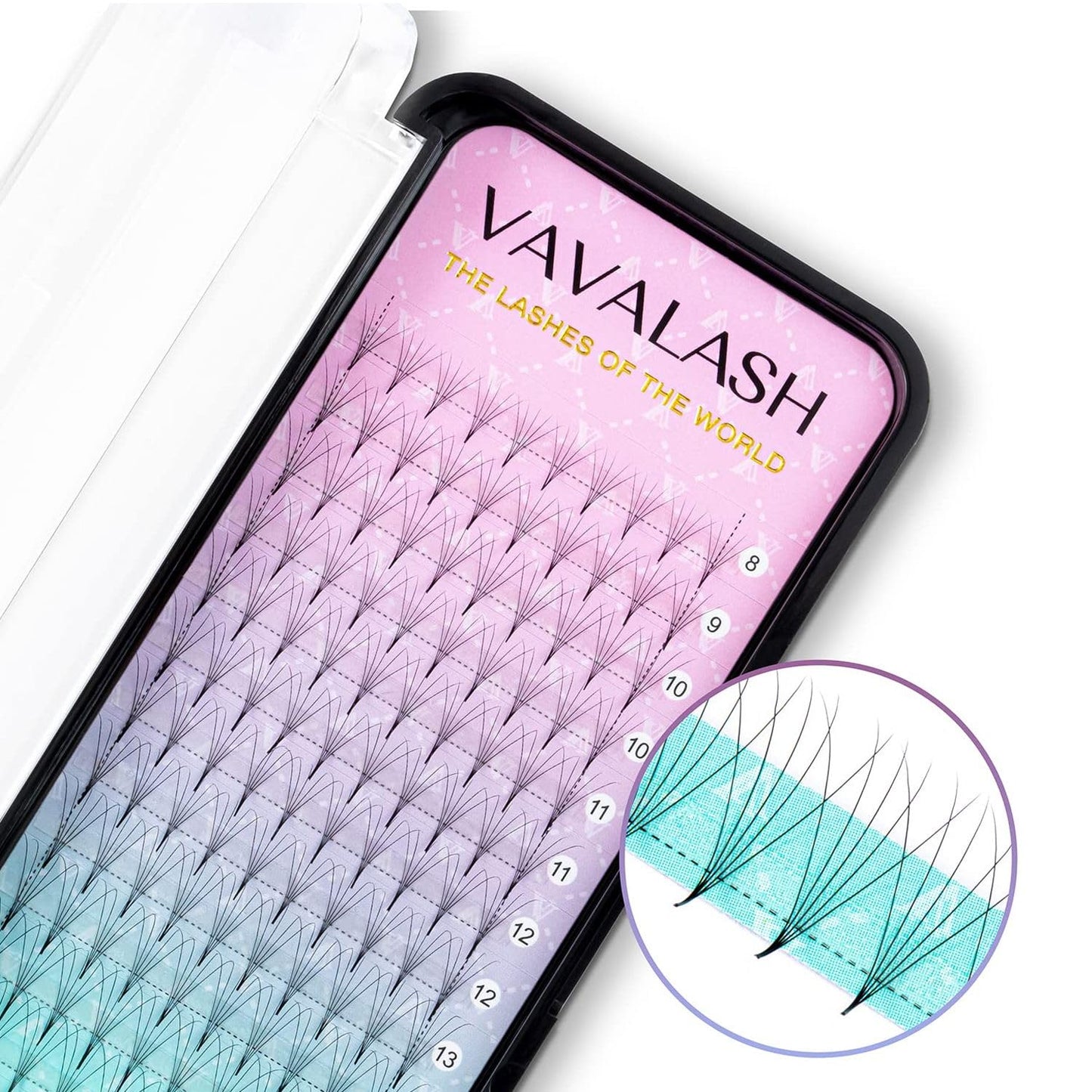 Eyelash Extensions 3D 4D 5D 6D 8D 9D 10D Thickness 0.07/0.1 C/D Curl Eyelashes Middle Stem & Long Stem Heat Bonded Premade Fans Russian Volume Lash Extensions Supplies (Middle Stem 5D-0.07-C-15mm)