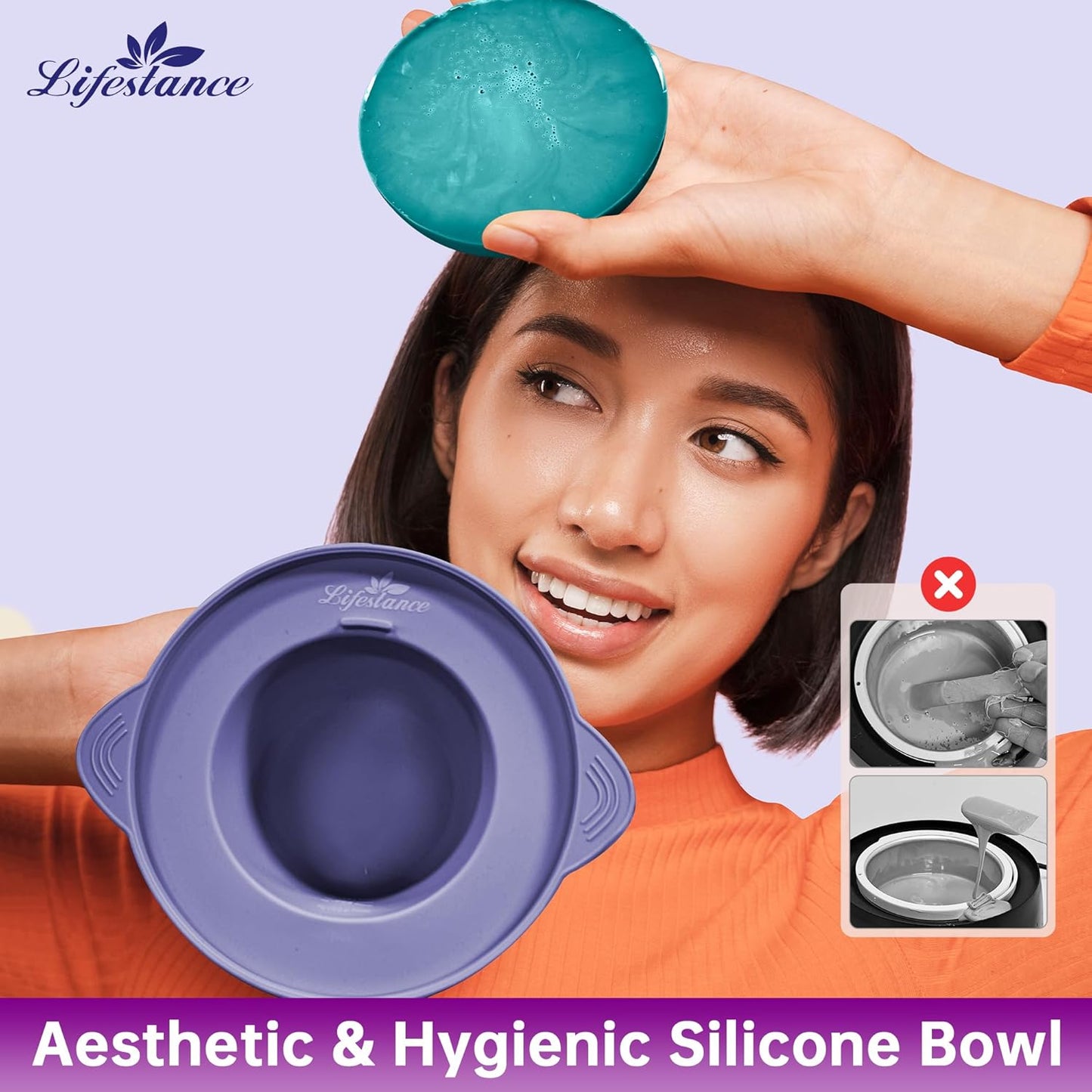 Lifestance Waxing Kit for Women & Men - L2 Amethyst Trace Digital Warmer, Silicone Wax Pot Liner, Hair Removal with 14.1oz Hard Wax Beads & Oil Spray, Professional for Home Brazilian Bikini Face Leg