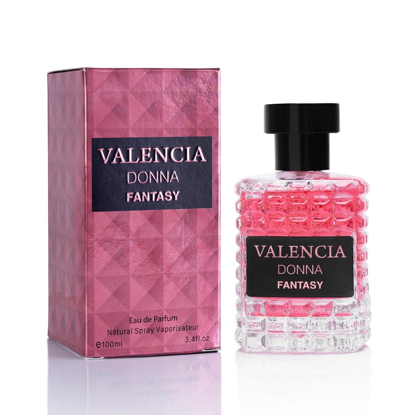 Valencia Donna Fantasy for Women Eau De Parfum - Floral Fruity Fragrance Top Notes of Kiwi & Brazilian Orange Mid Aroma of Rose & Jasmine - Base Scent of White Musk & Texas Cedar Elegant 100ml Bottle