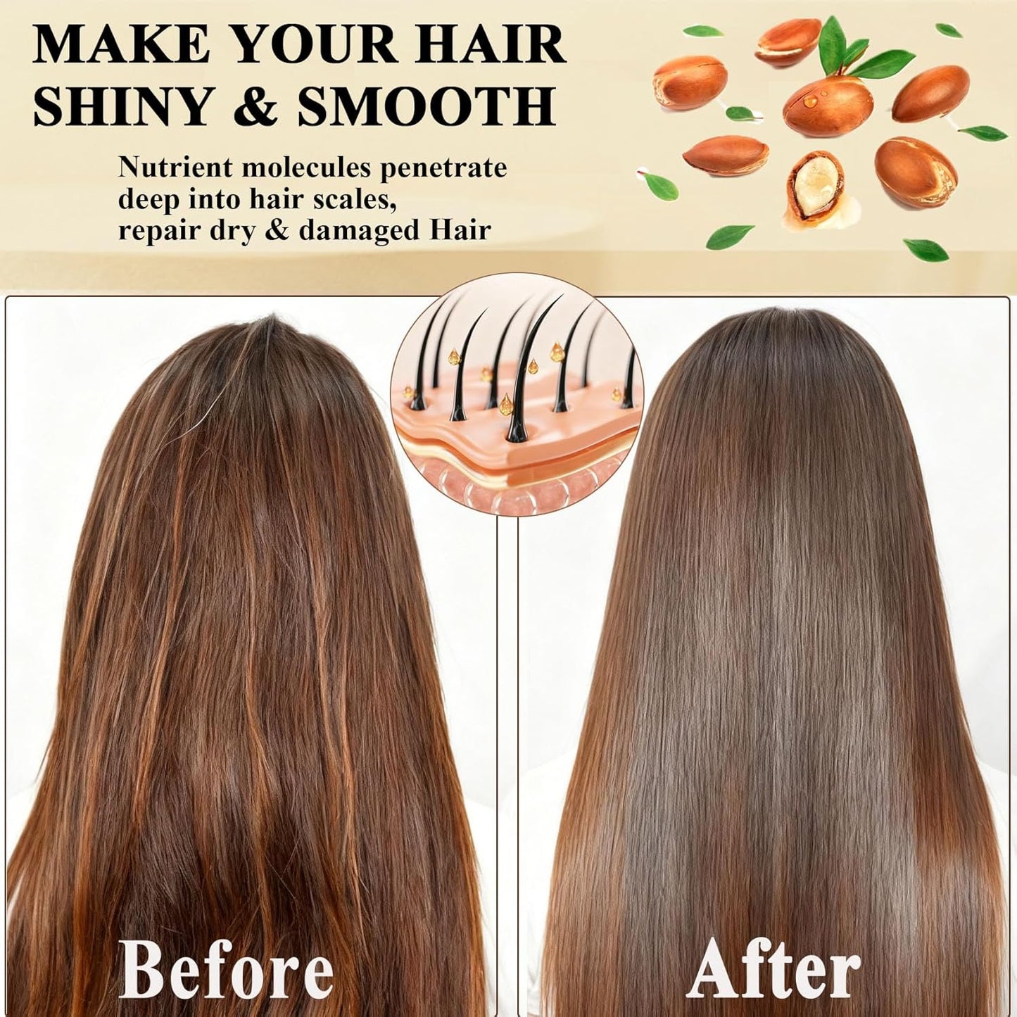 Deep Conditioning Hair Mask - Keratin Mask with Argan Oil - Giant 500ML Size Jojoba Oil Natural Hydrating Repair Hair for Damaged Frizzy Dry Hair Treatment - Fits All Hair Types (17 oz), Argan Oil