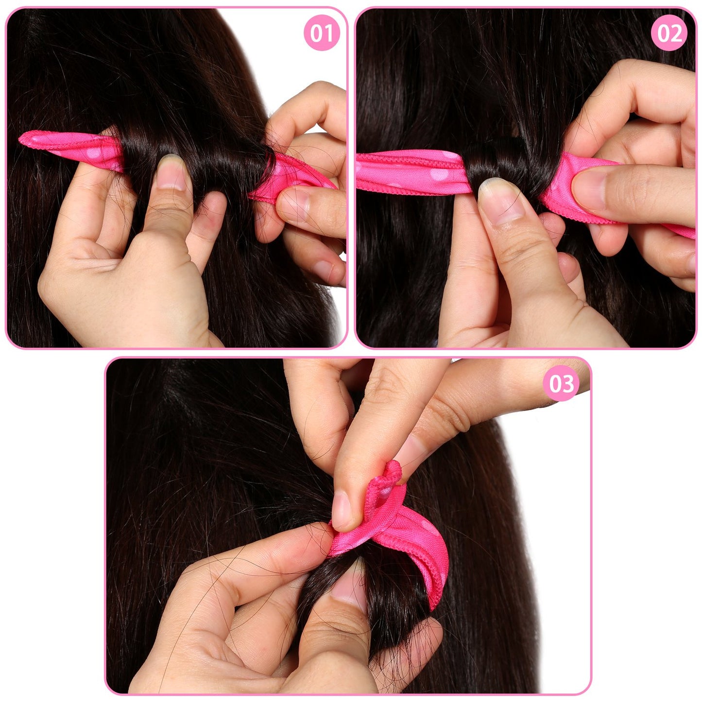 Bememo 40 Pieces Soft Curlers Hair Rollers Pillow Rollers for Hair Satin Sponge Curlers to Sleep in Overnight Heatless No Heat for Long Short Foam Rag Large Styling Tools(Rose Red)