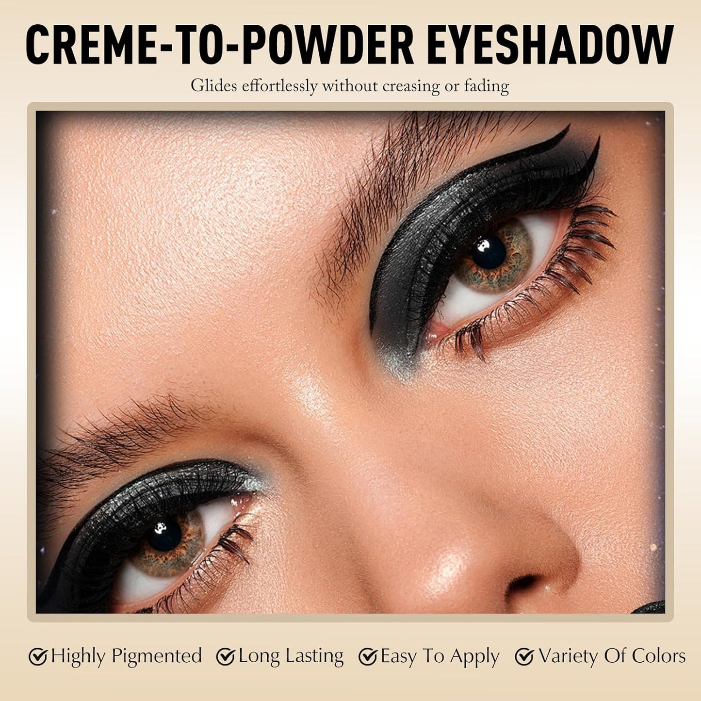 Glitter Eyeshadow Stick - Black Shimmer Long Lasting Cream Eye Shadow Pencil Buildable Sparkling Face Highlighter Makeup, Lightweight Waterproof & Smudge Proof for Easy Application