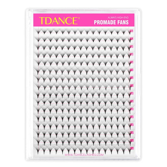 TDANCE Premade Fans Eyelash Extensions 256 Fans Pre Made Fans Lash Extensions Middle Stem Heat Bonded Premade Lash Fans Volume Lash Extensions(256-30D-0.03-C-8-15mm)