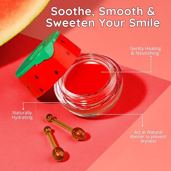 Original My Bee Balm Lip Balm - Watermelon Hydrating Balm Honey Pot for Dry, Chapped & Cracked Lips with Propolis, Honey & Vitamin E - Soften, Smooth & Reduce Lip Lines