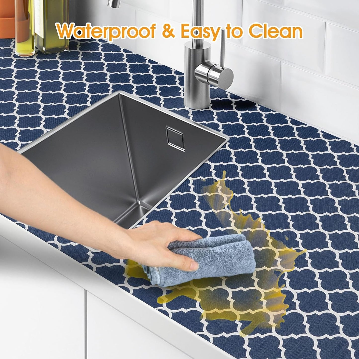 Shelf and Drawer Liner for Kitchen Cabinets Non-Adhesive, Strong Grip Non-Slip Thickened Cabinet Liners for Shelves, Waterproof Mats for Dresser Cupboard, Blue, 12 in x 20 Feet