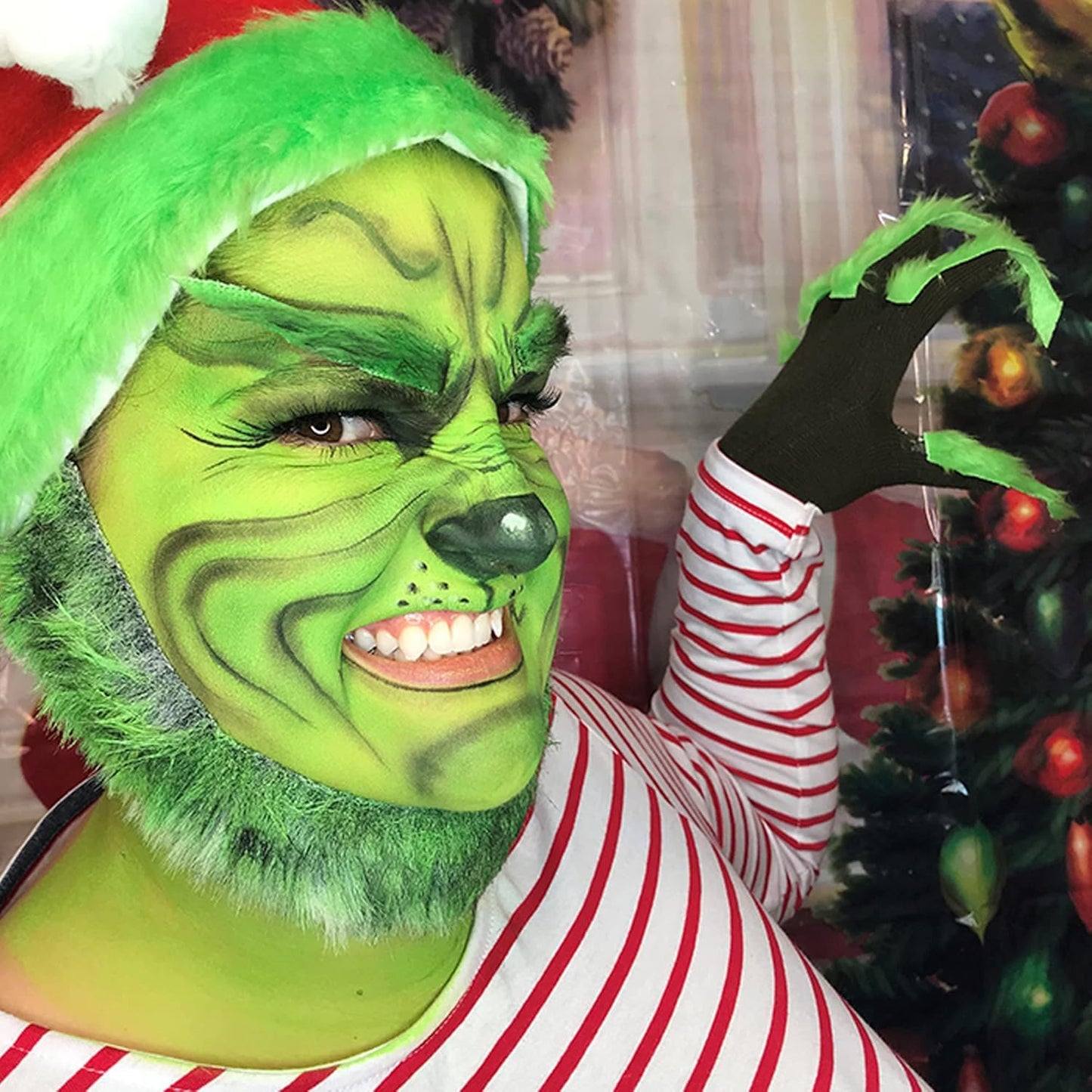 CCbeauty Light Green Witch Face Paint Stick,Face Panting Kit,Non Toxic SFX Makeup For Gamora Halloween Costume Cosplay,Professional FX Body Paint,Full Coverage Painting Foundation With Makeup Sponge