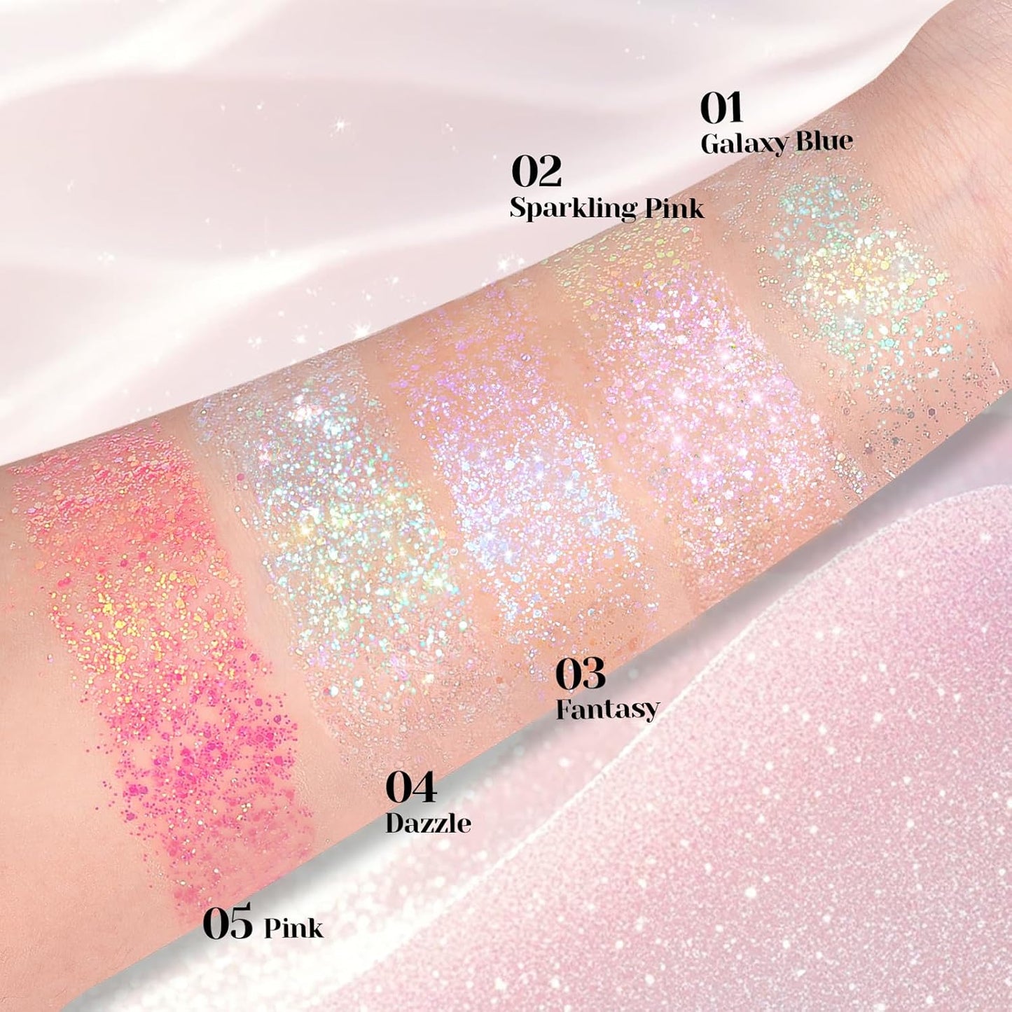 DAGEDA 2 Colors Roll-on Body Glitter, Eye Face Glitter Gel for Festival Outfit Mermaid Accessories,Holographic Color Body Shimmer Makeup Rave Outfits Accessories for Women(03+04)