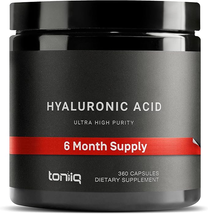 Ultra High Purity Hyaluronic Acid Capsules - 95%+ Highly Purified and Highly Bioavailable - 275mg Formula - Non-GMO Fermentation - High Strength with Vitamin C - 360 Capsules