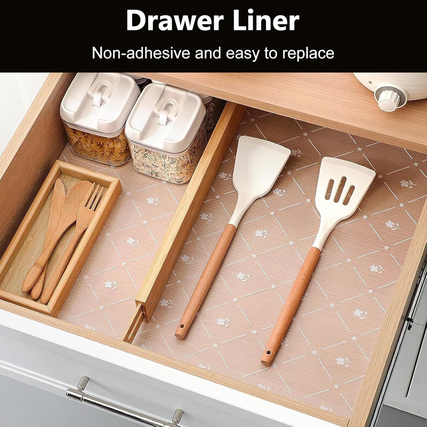 INNOLITES Kitchen Cabinet Shelf Liner | Non-Adhesive Refrigerator & Drawer Liner | Waterproof, Oil-Proof EVA with Floral Pattern | Easy to Cut & BPA-Free (17.7" x 360")