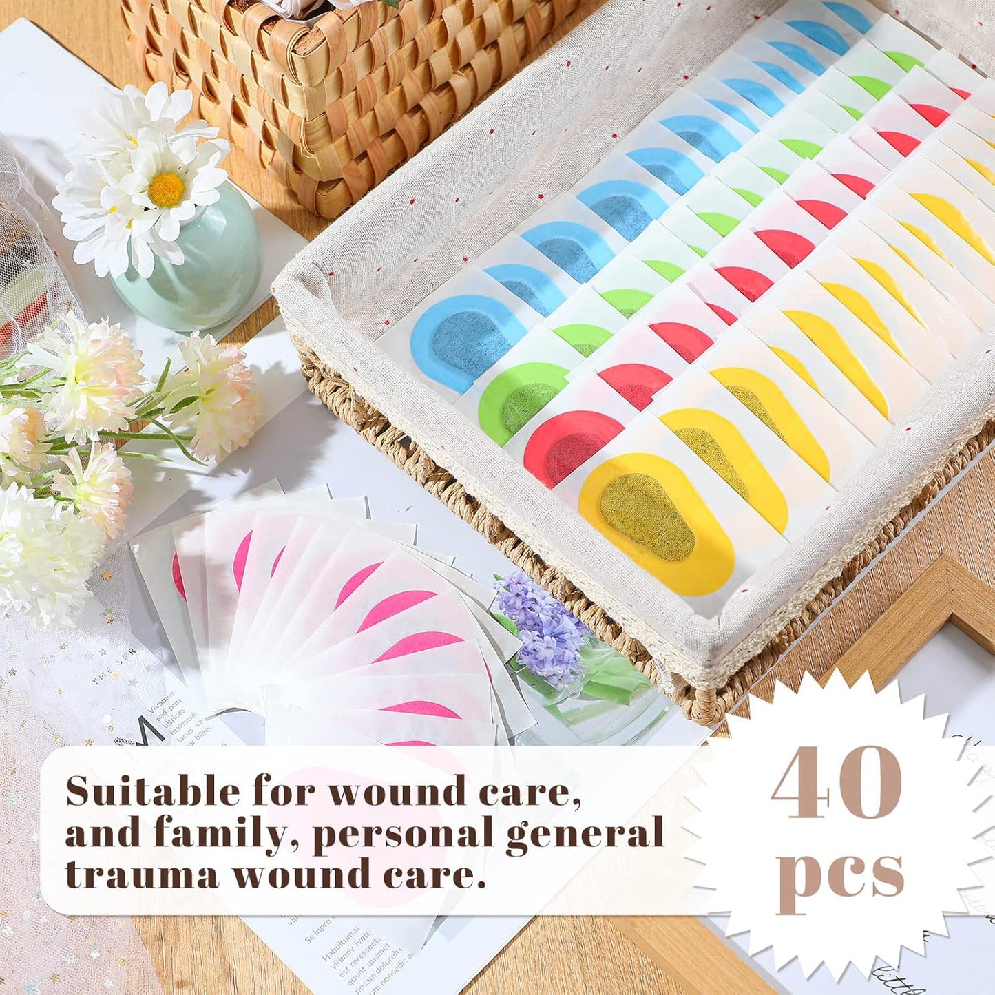 Panitay 40 Pcs Adhesive Eye Patches for Adults Disposable Breathable Medical Eye Patch for Amblyopia Lazy Latex Free Adhesive Bandages for Men(3 x 2 Inch,Colorful)