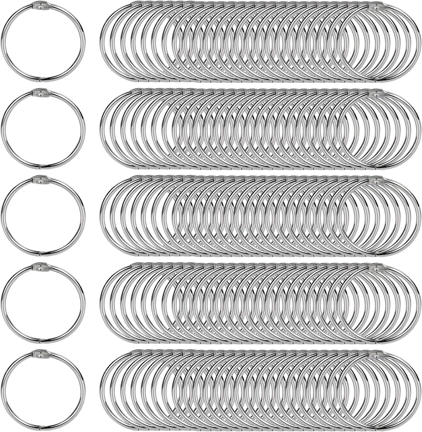 1.5 Inch Loose Leaf Binder Rings (120 Pack), Nickel Plated Small Metal Book Rings for Index Cards, Documents, Keychains, DIY Crafts, Office, School, and Home Supplies (1.5-inch)