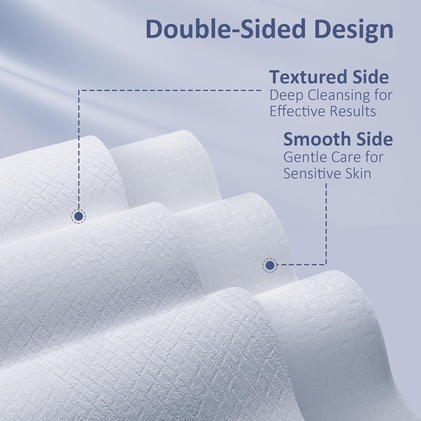 Ourmed Life Face Towels, Disposable Biodegradable Clean Facial Wash Cloth for Sensitive Skin, Lint- free Facial Towels for Cleansing, Skincare and Makeup Remover, Dry Wipes,600 Count，EF texture