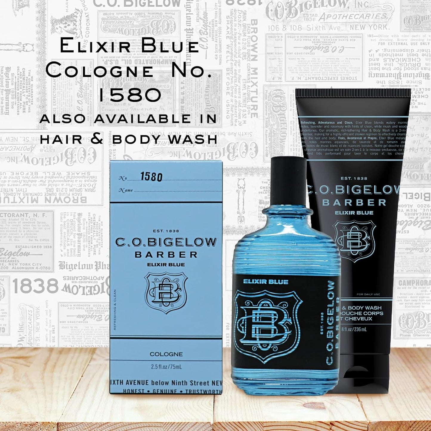 C.O. Bigelow Elixir Blue Cologne for Men, Aquatic Lavender & Rosemary Fragrance, Long Lasting Men's Cologne, Elixir Perfume for Men, 2.5 Fl Oz