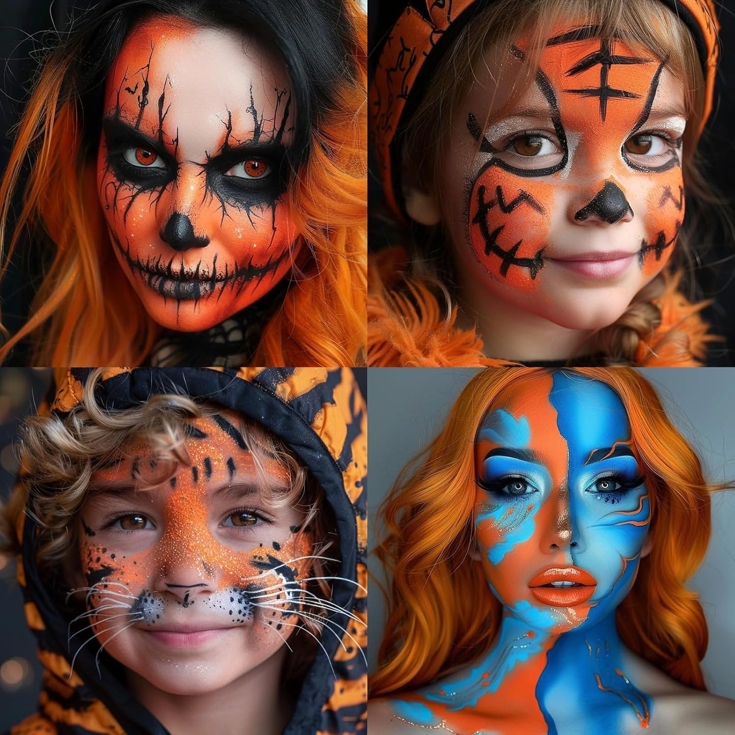BOBISUKA Orange Body Paint Stick, Orange Eye Black Sticks for Sports, Waterproof Face Painting for Halloween Pumpkin Tiger SFX Cosplay Special Effects Costume Parties Stage Makeup