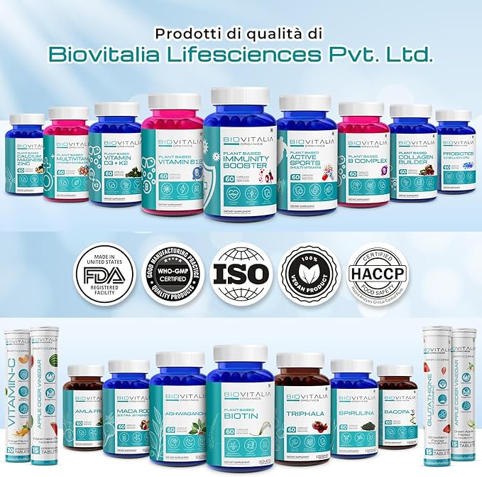 BIOVITALIA Immunity Booster for Adult Men & Women Plant Based Natural Dietary Supplement Capsule Helps Boost Immune System & Support Healthy Heart Function - 60 Capsule
