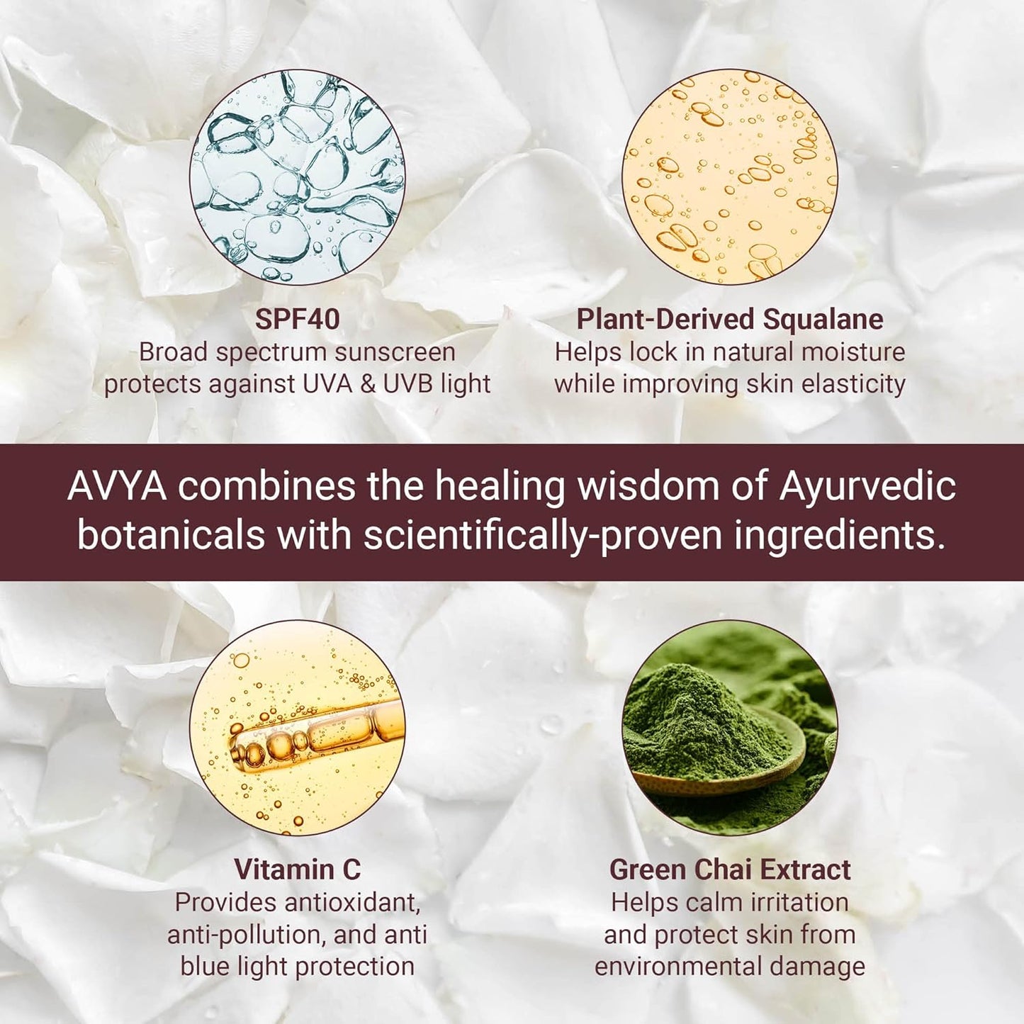 AVYA SPF 40 Sheer Tinted Moisturizer with Hyaluronic Acid & Green Chai – Advanced Ayurvedic Skincare Treatment for Balanced and Brighter Skin/Medium Skintones Shade #2 (1.7oz/50ml)