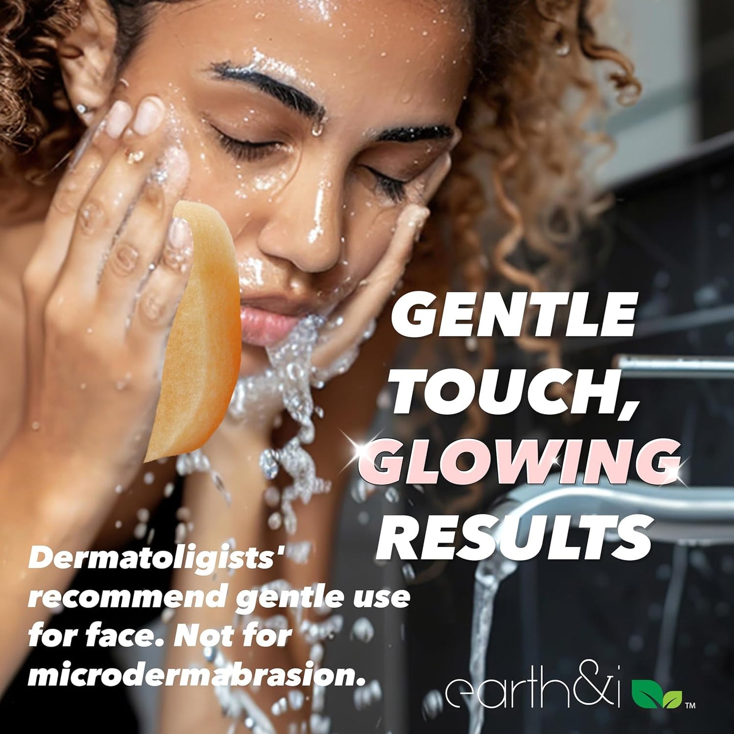 Earth & I - for Sensitive Skin - Gentle Face Exfoliator Puffs, Facial Scrubber for Women, Facial sponges for Washing face Dermatology exfoliating Pads, buf puf Facial Sponge face scrubbers -12ct