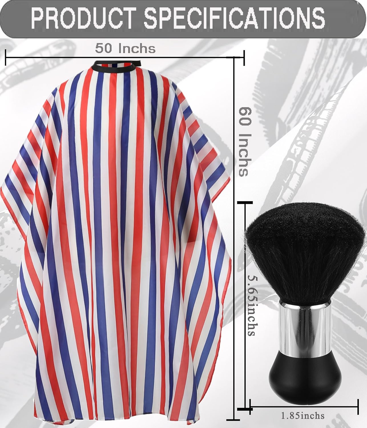 Professional Hair Cutting Cape with Neck Duster Brush, Salon Barber Cape, Hairdressing Accessories (Multicolor Stripe)