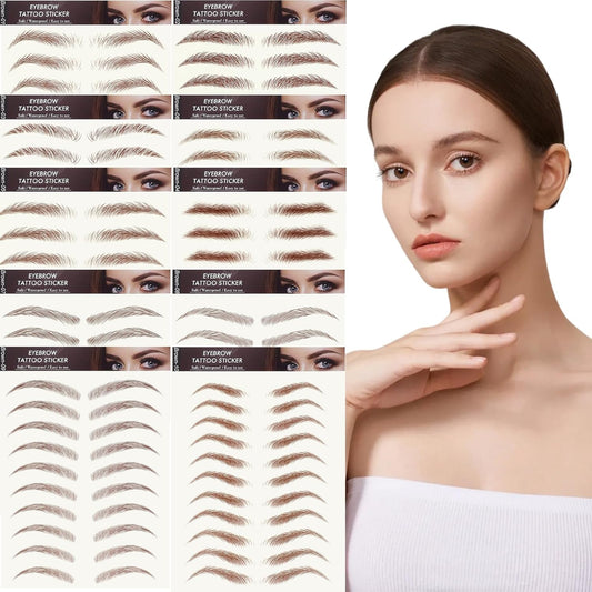 20 Sheets 200 Pairs Eyebrow Tattoo Stickers 4D Stickers Eyebrow Transfers Stickers Peel off Eyebrow Grooming Shaping Makeup Sticker for Women Girls Brown