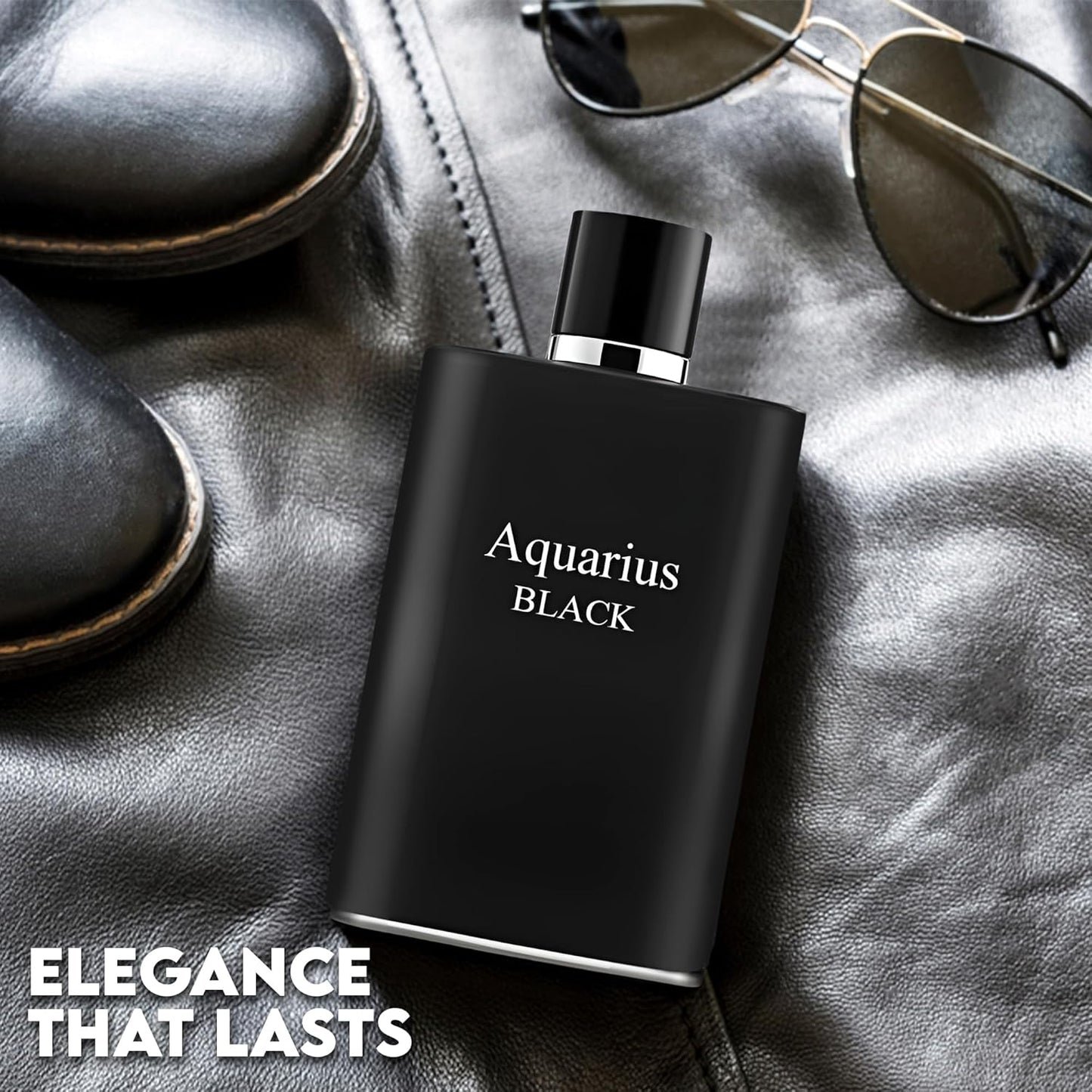 Aquari Black Sensual Woody Fragrance for Men | Long Lasting Cologne Aromatic Scent, Eau de Parfum Natural Spray - Great Holiday Gift, 3.4 Fl Oz/100 Ml