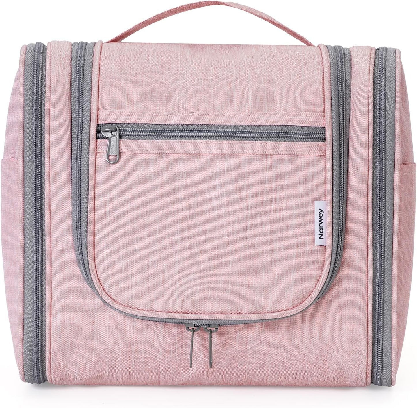 Narwey Hanging Toiletry Bag for Women Travel Makeup Bag Organizer Toiletries Bag for Cosmetics Essentials Accessories(Large, Pink)