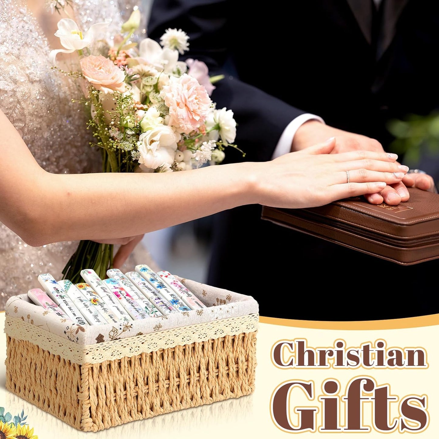 10 Pack Christian Crystal Glass Nail File for Natural Nails Christian Gifts for Women Bulk Church Bible Verse Scripture Glass File with Case Double Sided Floral Scripture Emery Boards Religious Gift