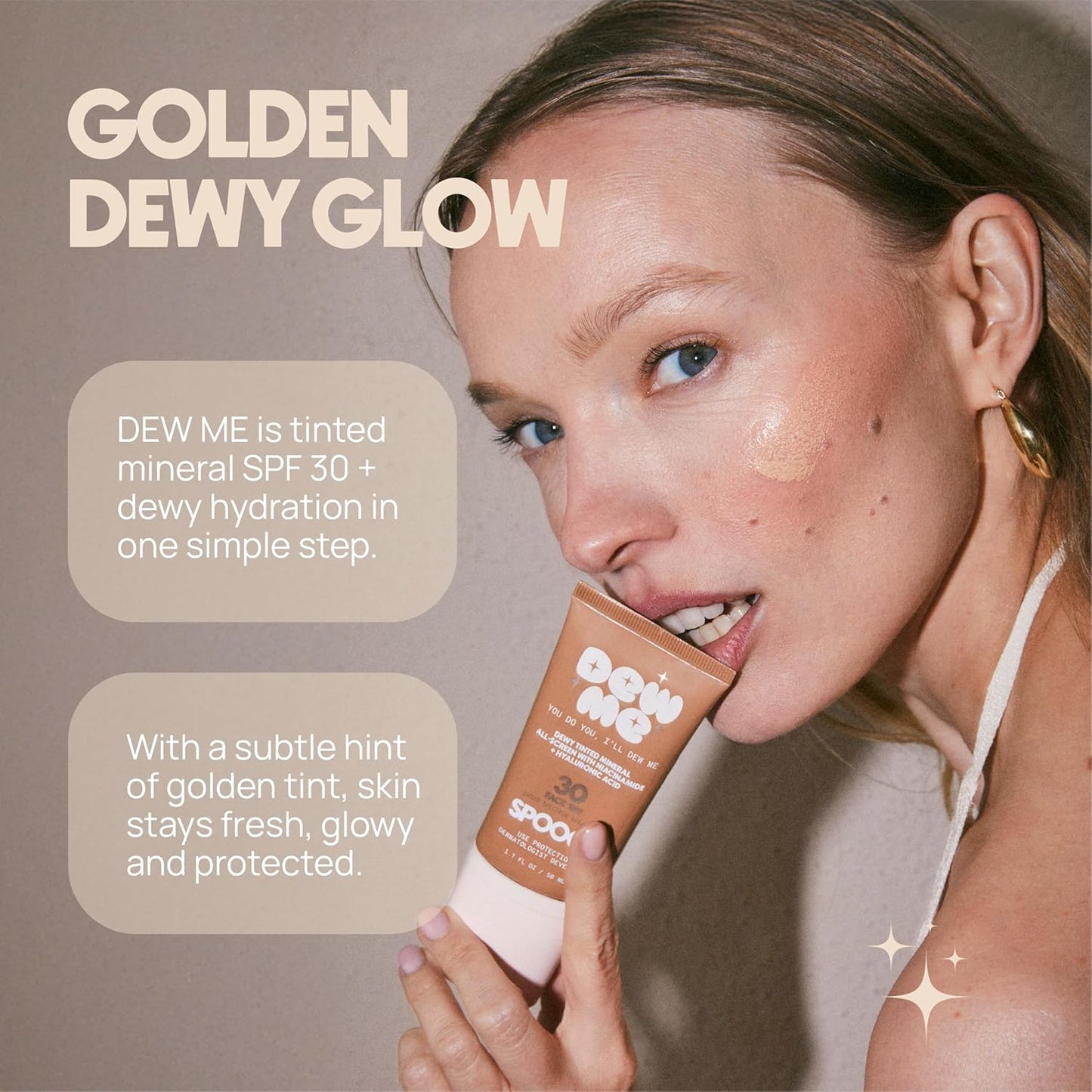 Dew Me Mineral All-Screen - Tinted SPF 30 Face Sunscreen with Hyaluronic Acid + Niacinamide for Golden Glow Dewy Finish - Dermatologist Developed, Makeup Primer Complexion Perfector - (1.7 Oz)