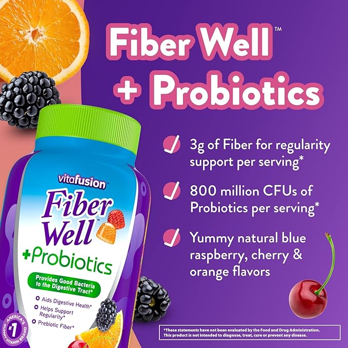 Vitafusion Fiber Well + Probiotics 60 90 Count