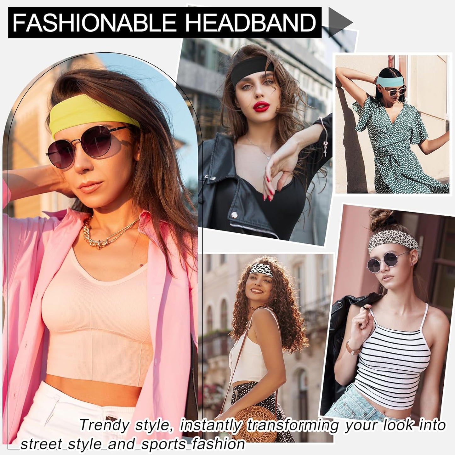 10 PCS Headbands for Women - Fashion Non Slip Cotton Headbands for Women and Men Perfect for Sports and Outdoor Activities in Summer,Including Running, Yoga, Cycling, Gym Workouts