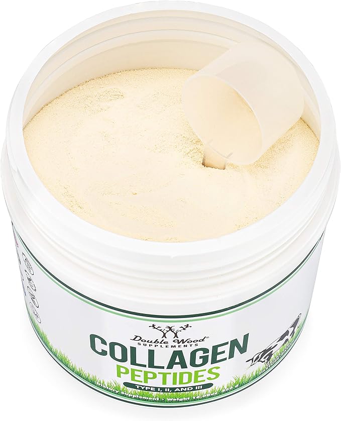 Collagen Peptides Powder - Hydrolyzed Collagen, Keto Safe - 16.08oz - Multi Type 1, 2, and 3 (Grass Fed Bovine Source)(Colageno Hidrolizado) Collagen Supplements for Women and Men by Double Wood