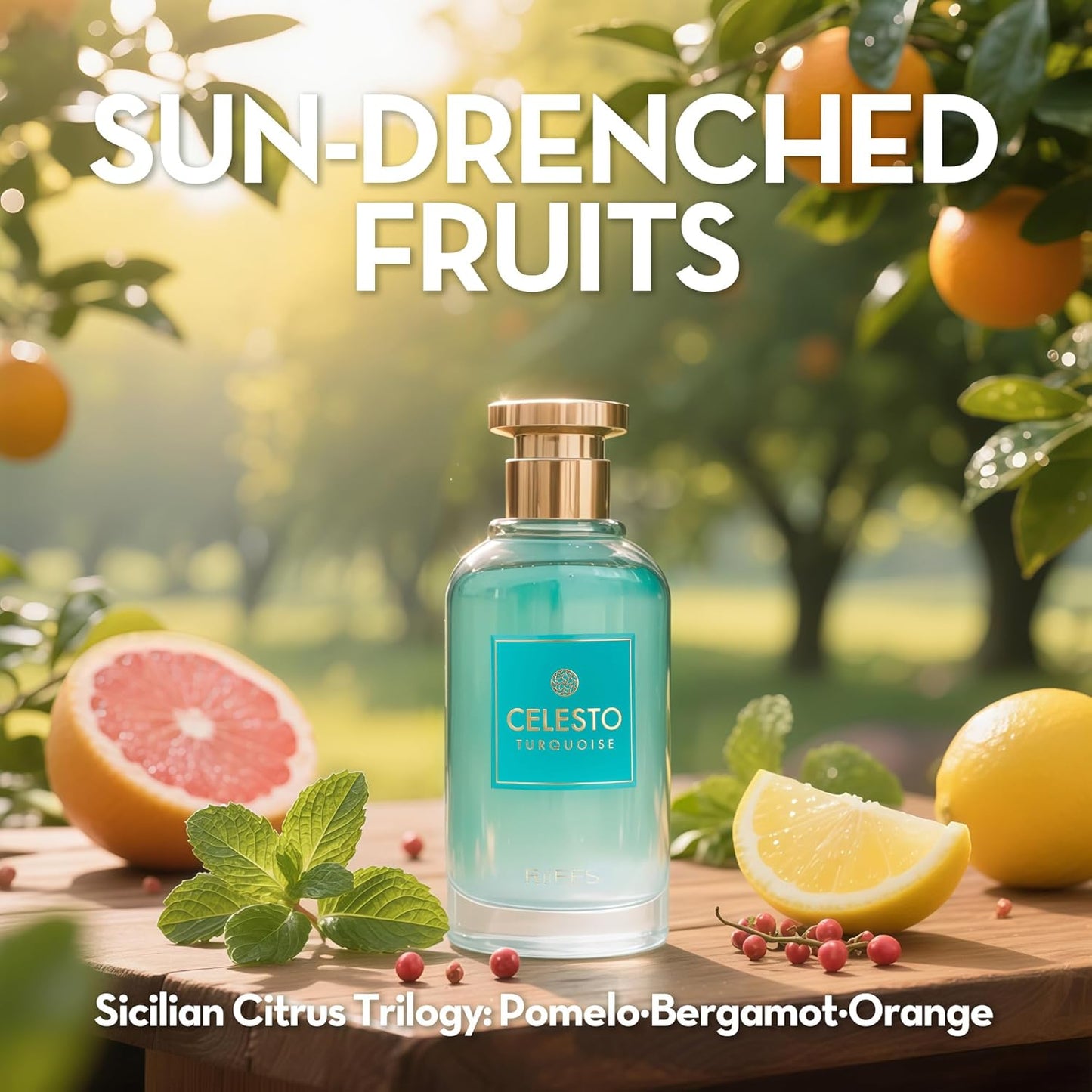 Celesto Turquoise Cologne for Men | Warm Spicy Gourmand Eau de Parfum | 100ml Long Lasting Perfume with Citron,Bergamot,Tunisian Neroli,Ambroxan | Rich Seductive Scent