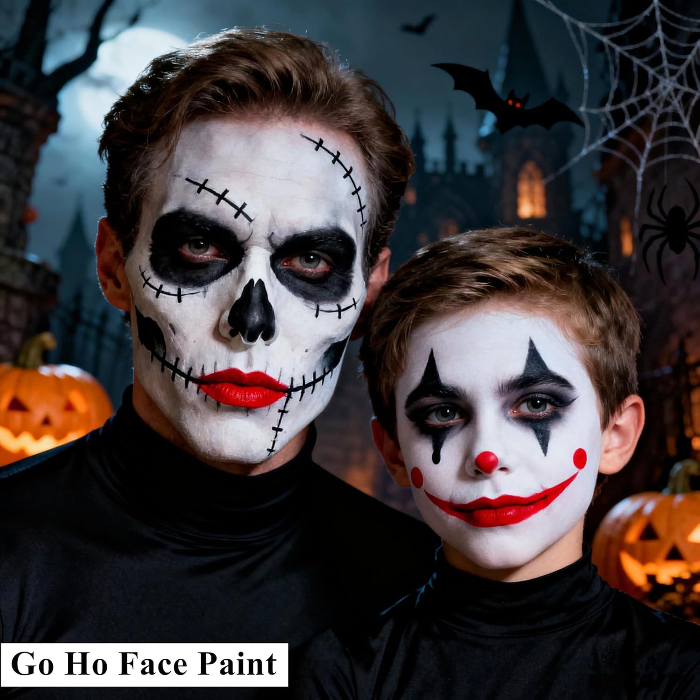 Go Ho Red Black and White Face Body Paint(2.55 oz),Washable Easily,Smooth and Full Coverage for Halloween Costumes Cosplay SFX Skull Vampire Zombie Clown Makeup