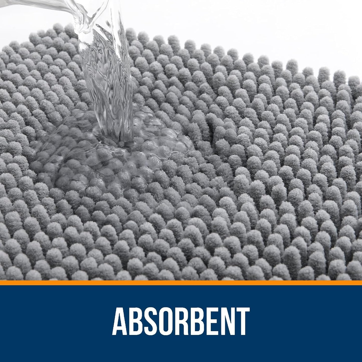 OLANLY Bathroom Rugs 24x16, Extra Soft Absorbent Chenille Bath Rugs, Rubber Backing Quick Dry, Machine Washable Bath Mats for Bathroom Floor, Tub and Shower, Home Decor Accessories, Grey