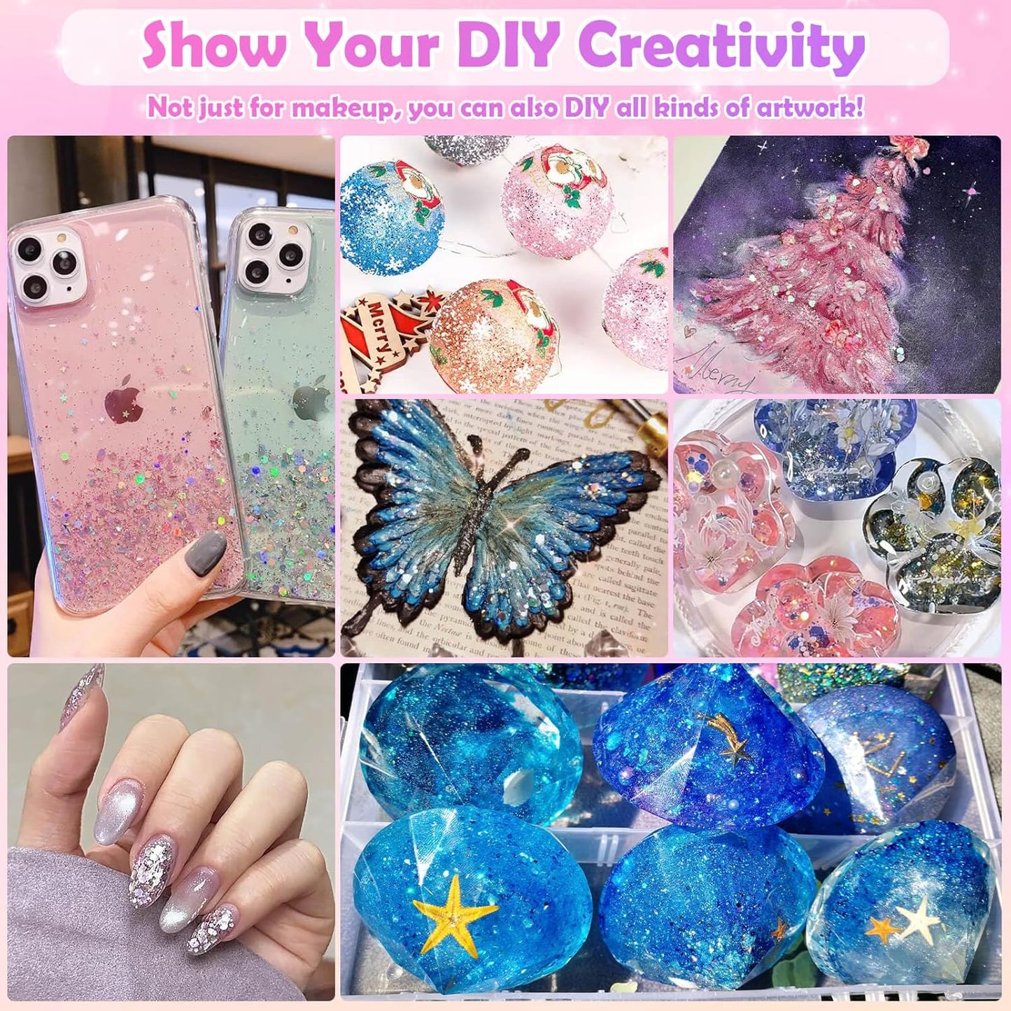 10 Colors Body Face Glitter Gel for Skin and Hair, Makeup Sparkles Rave Accessories for Festival Outfits, Mermaid Decorations, Disco Cowgirl, Mardi Gras