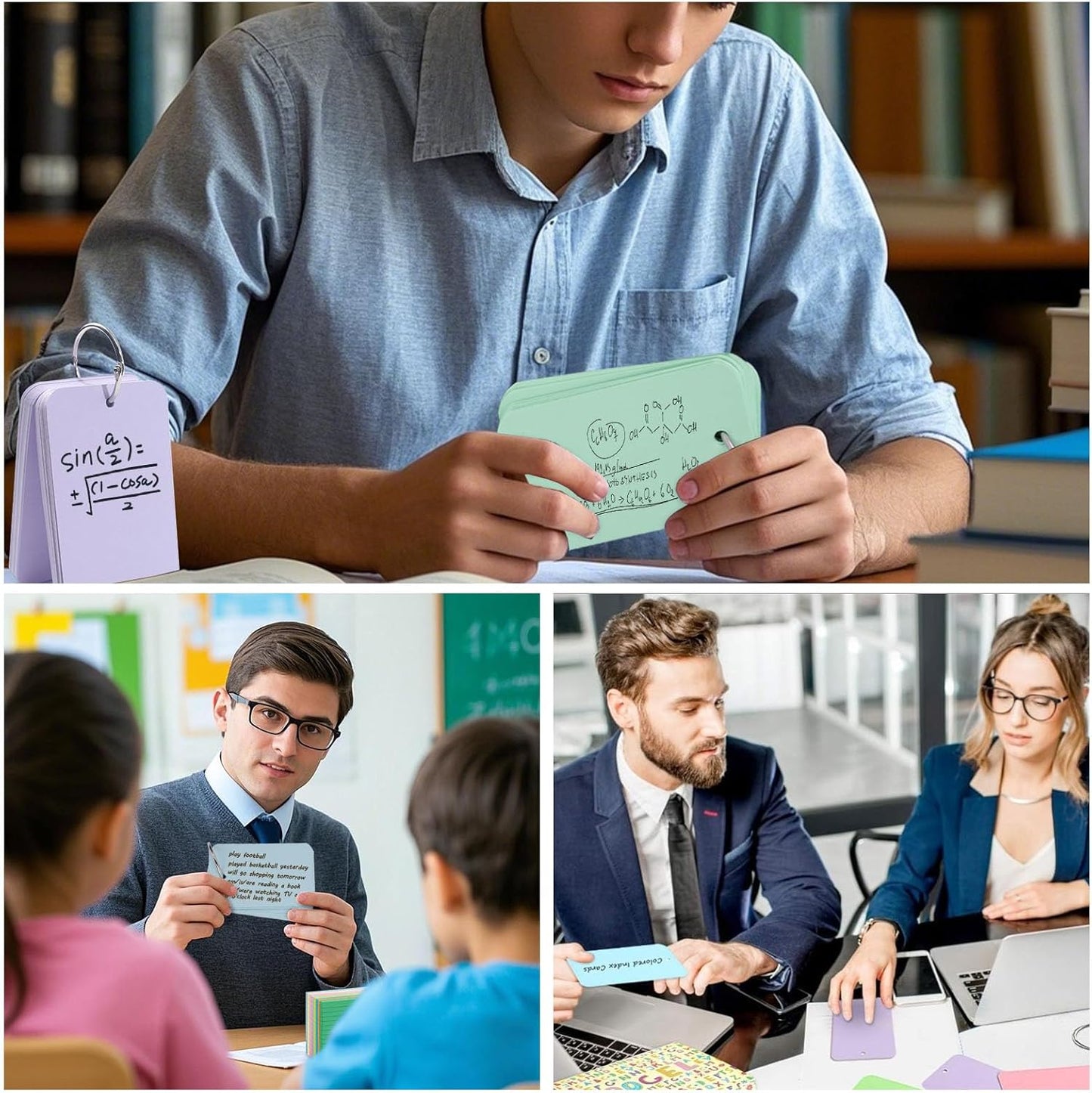 Koogel Index Cards with Ring for Studying, 480 PCS, 3x5 Inch, Colored Flash Cards with Key Ring, Notecard for School College Memory Vocabulary Greeting Memo Home Organization Supplies, 6 Colors