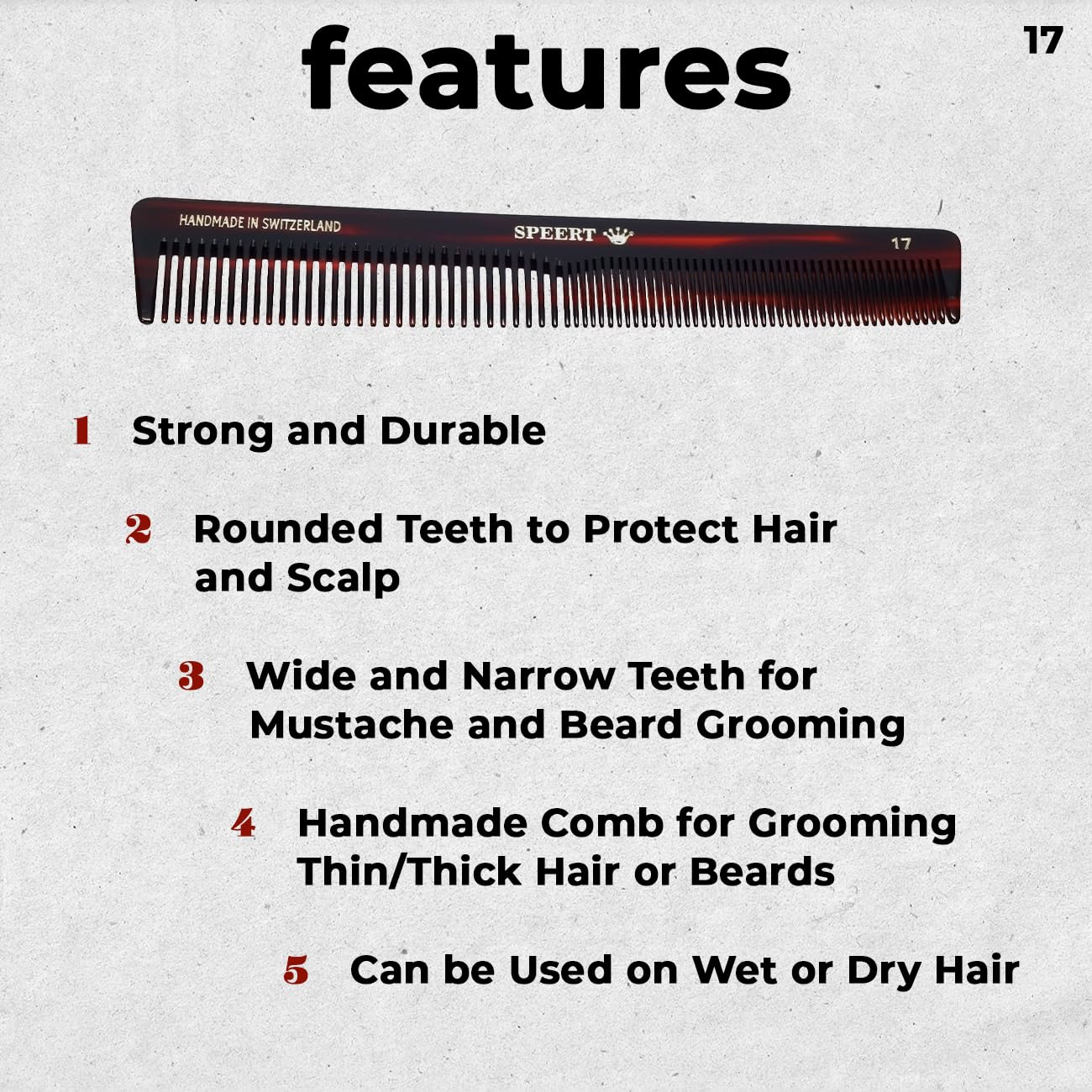 #17 Handmade Wide Narrow Tooth Mustache Beard Comb Small Tortoise Havana Acetate Thick Coarse Curly Fine Short Pocket Sized Facial Hair Grooming Tangle Free Beard Straightener Growth Care Comb