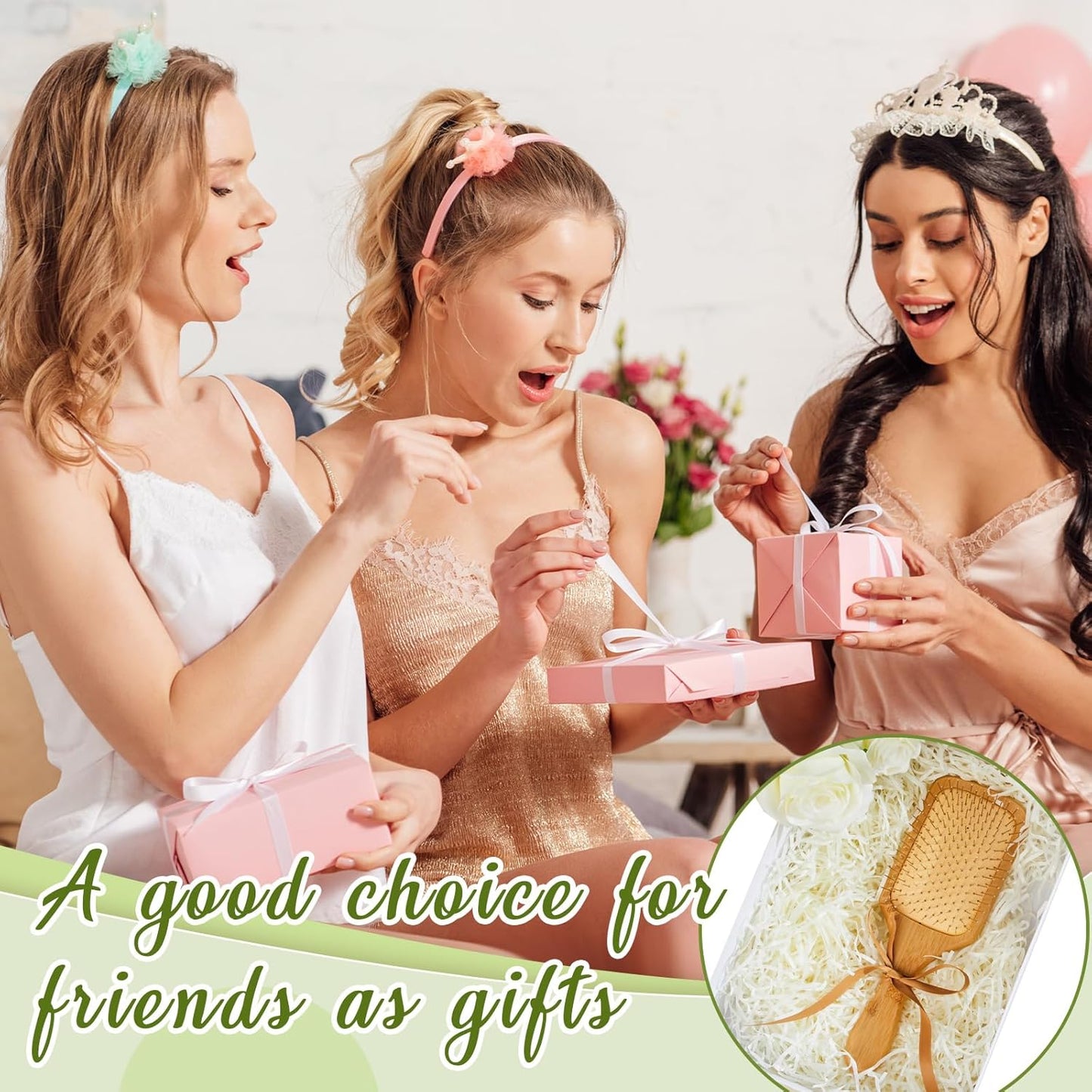 Tessco for you 12 Pcs Christmas Bamboo Hair Brushes Thanksgiving Bulk Wooden Paddle Brush Scalp Massage Bristle Anti Static Engraving DIY Gift for Women Wedding