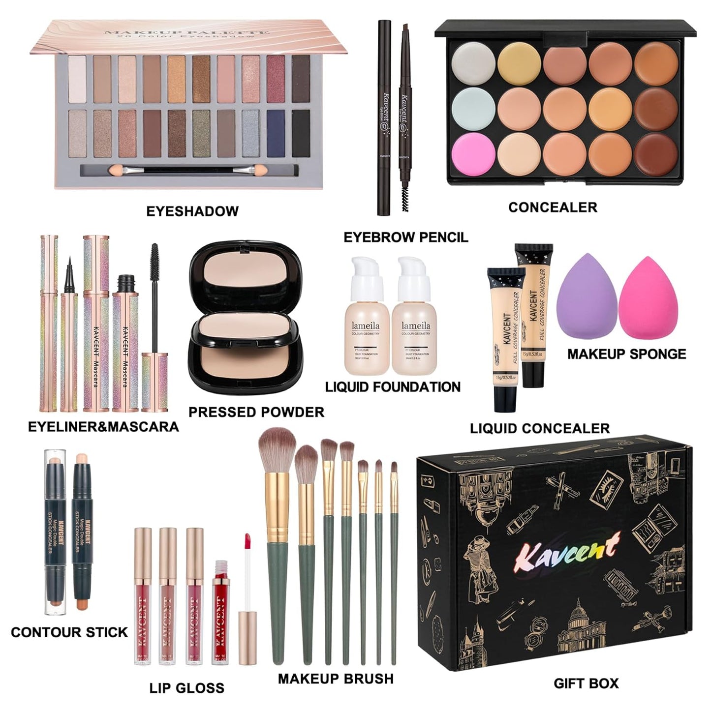 Makeup Set Makeup Kit for Women Full Kit Makeup Sets for Teens Women Gift Eyeshadow Palette Lipgloss Foundation concealer Makeup Kit for Teens Teenager