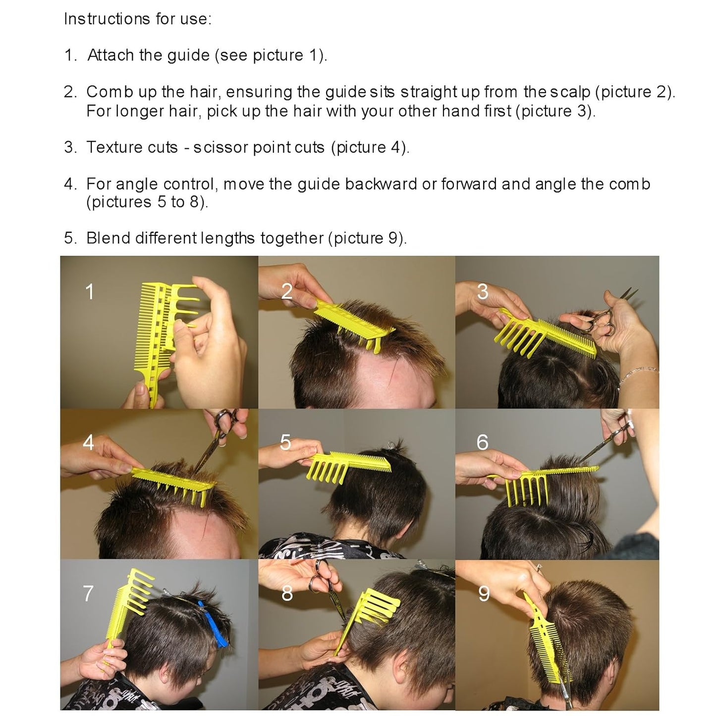 Scissor Clipper Over Comb Hair Cutting Tool - Barber DIY Home Hair Trimming Guide Comb Set (Classic Set, Black)