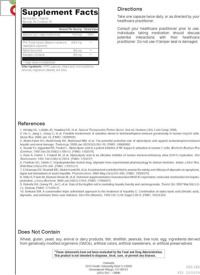 Liver Protection | N-Acetyl-Cysteine (NAC), Alpha-Lipoic 60 Vegetarian