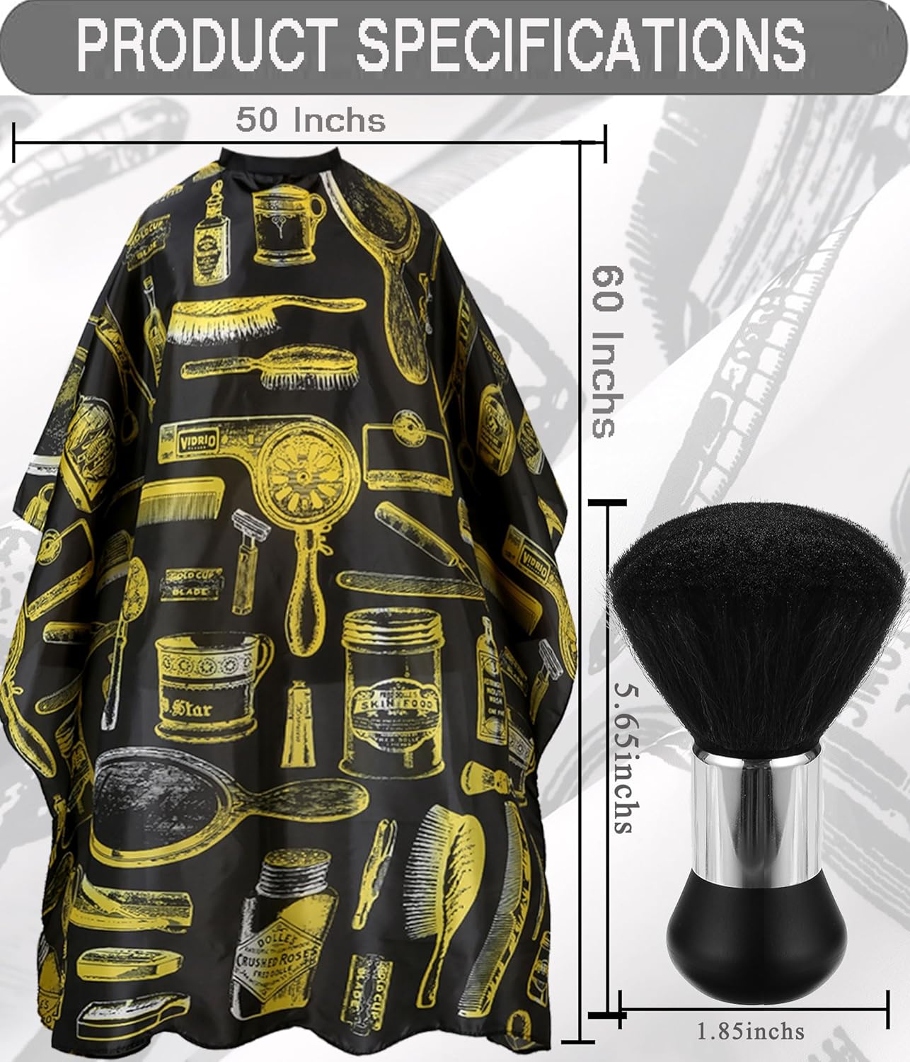 Professional Hair Cutting Cape with Neck Duster Brush, Salon Barber Cape, Hairdressing Accessories Yellow Stripe