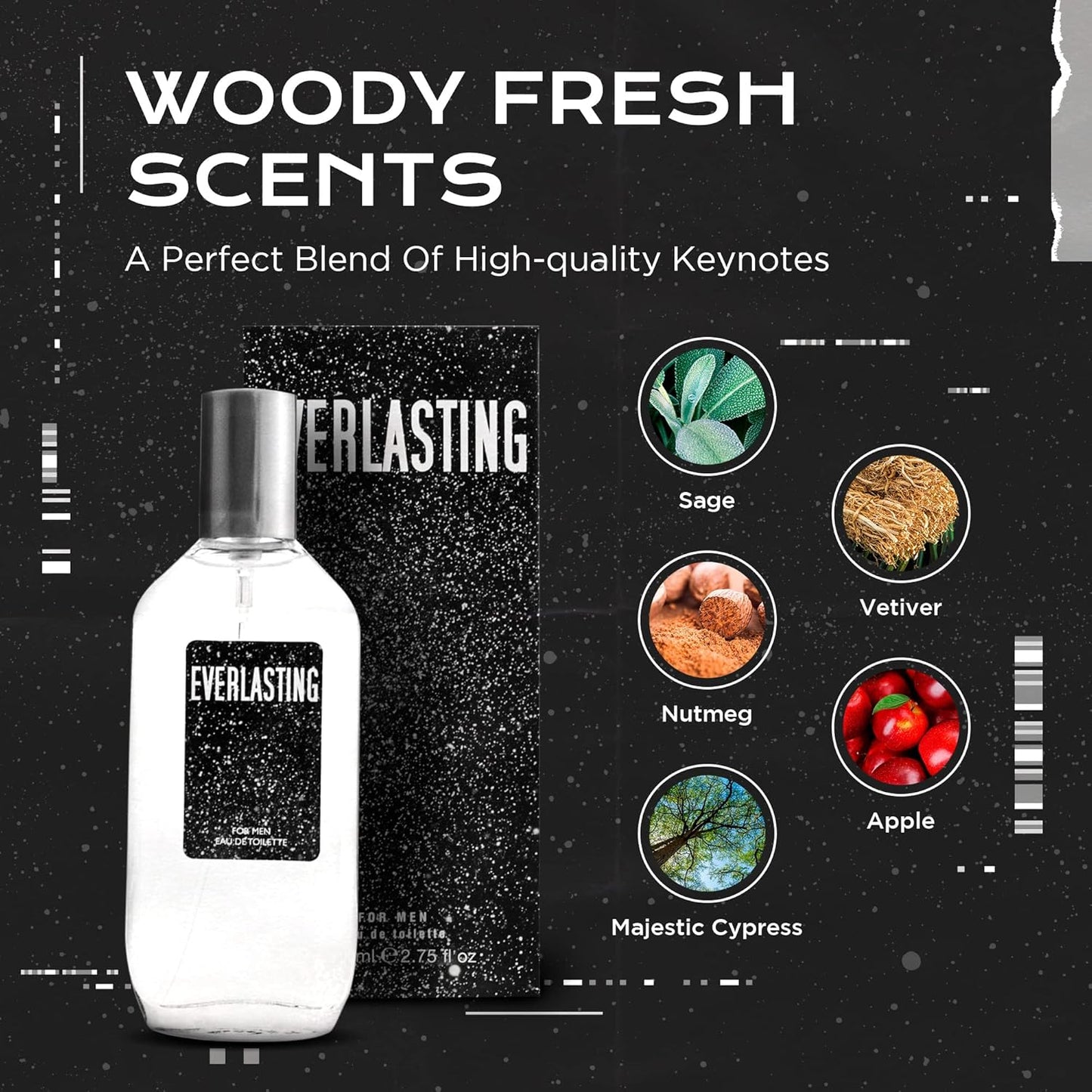 Cologne for Men – INSPIRED by A WORLD RENOWNED MEN’S PERFUME – Juniper, Pine, Tobacco, Oakmoss – Bold, Masculine, Earthy, Long-Lasting Eau De Toilette 80 ml (Everlasting for Men 80ml)