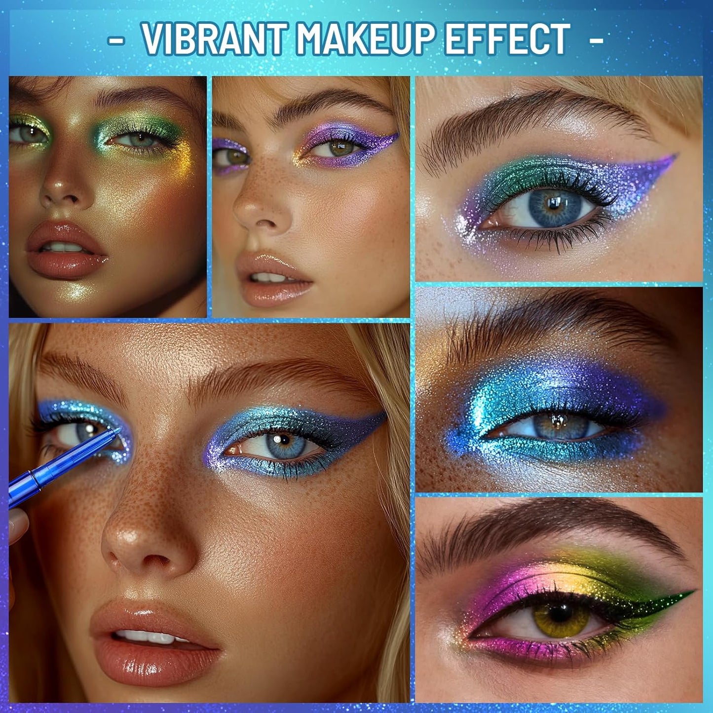 UCANBE 2PCS Chameleon Eyeshadow & Eyeliner Gel Pencil Set - Multichrome Shifting Colors Metallic Glitter Eye Makeup,Waterproof Long-Lasting Smudge-Proof Multi-Dimensional Color