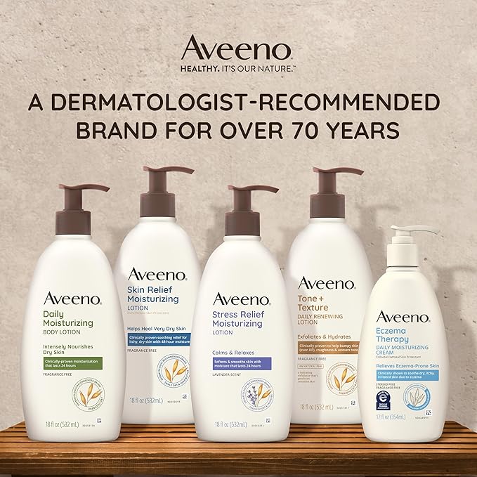 Aveeno Stress Relief Moisturizing Body Lotion with Lavender Scent & Prebiotic Oat to Calm & Relax, Non-Greasy, TSA-Approved Travel Size, 2.5 fl. oz, 12 Pack