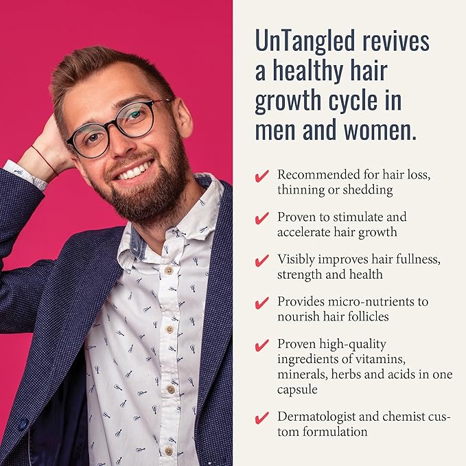 UnTangled Hair Vitamins (60-day supply) - Collagen & Biotin Supplement for Women & Men, Visibly Thicker, Faster Hair Growth
